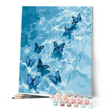 Afbeelding in Gallery-weergave laden, Schilderen op Nummer - Blauwe vlinders op het water