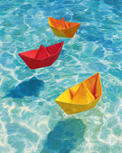 Afbeelding in Gallery-weergave laden, Schilderen op Nummer - Origamibootjes op blauw