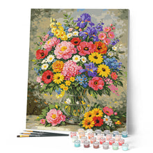 Afbeelding in Gallery-weergave laden, Schilderen op Nummer - Kleurrijk veldboeket van wilde bloemen