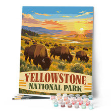 Afbeelding in Gallery-weergave laden, Schilderen op Nummer - Yellowstone National Park, bizons in de Lamar Valley - Wyoming