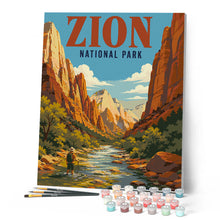 Afbeelding in Gallery-weergave laden, Schilderen op Nummer - Zion National Park, Virgin River - Utah