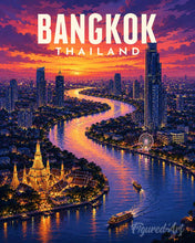 Afbeelding in Gallery-weergave laden, Schilderen op Nummer - Reisposter Bangkok, Chao Phraya-rivier