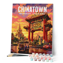 Afbeelding in Gallery-weergave laden, Schilderen op Nummer - Reisposter Bangkok, Lichten van Chinatown