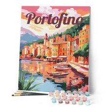 Afbeelding in Gallery-weergave laden, Schilderen op Nummer - Reisposter Haven van Portofino