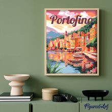 Afbeelding in Gallery-weergave laden, Schilderen op Nummer - Reisposter Haven van Portofino