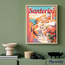 Afbeelding in Gallery-weergave laden, Schilderen op Nummer - Reisposter Kliffen van Santorini uitzicht