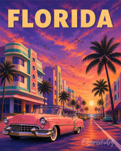 Afbeelding in Gallery-weergave laden, Schilderen op Nummer - Vintageposter van de paarse hemel van Florida