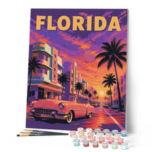 Afbeelding in Gallery-weergave laden, Schilderen op Nummer - Vintageposter van de paarse hemel van Florida