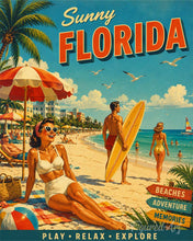 Afbeelding in Gallery-weergave laden, Schilderen op Nummer - Vintageposter van zonnig Florida