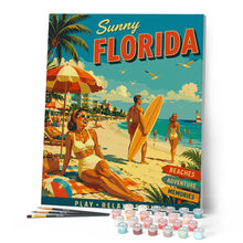 Afbeelding in Gallery-weergave laden, Schilderen op Nummer - Vintageposter van zonnig Florida