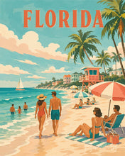 Afbeelding in Gallery-weergave laden, Schilderen op Nummer - Vintageposter van de kust van Florida
