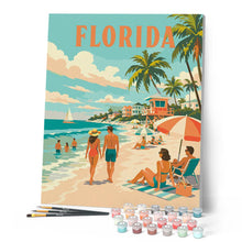 Afbeelding in Gallery-weergave laden, Schilderen op Nummer - Vintageposter van de kust van Florida