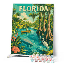 Afbeelding in Gallery-weergave laden, Schilderen op Nummer - Vintageposter van de wilde dieren van Florida