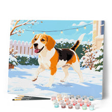 Afbeelding in Gallery-weergave laden, Schilderen op Nummer - Beagle in de sneeuw