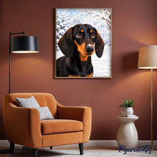 Afbeelding in Gallery-weergave laden, Schilderen op Nummer - Winterportret van een teckel