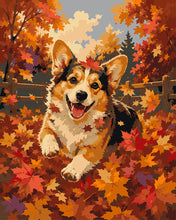 Afbeelding in Gallery-weergave laden, Schilderen op Nummer - Vrolijke Corgi in Herfstbladeren