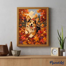 Afbeelding in Gallery-weergave laden, Schilderen op Nummer - Vrolijke Corgi in Herfstbladeren