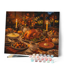Afbeelding in Gallery-weergave laden, Schilderen op Nummer - Thanksgiving Tafel bij Kaarslicht