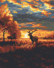 Afbeelding in Gallery-weergave laden, Schilderen op Nummer - Majestueus Hert bij Herfstzonondergang