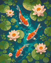 Afbeelding in Gallery-weergave laden, Schilderen op Nummer - Vijver met koi en lotusbloemen