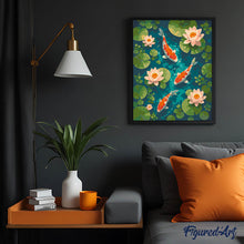 Afbeelding in Gallery-weergave laden, Schilderen op Nummer - Vijver met koi en lotusbloemen