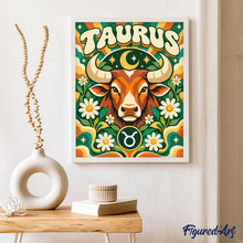 Afbeelding in Gallery-weergave laden, Schilderen op Nummer - Retro Sterrenbeeld Stier