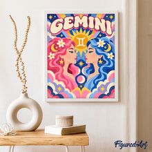 Afbeelding in Gallery-weergave laden, Schilderen op Nummer - Retro Sterrenbeeld Tweelingen