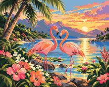Afbeelding in Gallery-weergave laden, Schilderen op Nummer - Flamingo Zonsondergang