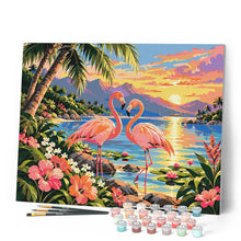 Afbeelding in Gallery-weergave laden, Schilderen op Nummer - Flamingo Zonsondergang
