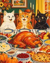 Afbeelding in Gallery-weergave laden, Schilderen op Nummer - Thanksgiving Katten aan Tafel