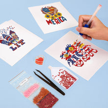 Afbeelding in Gallery-weergave laden, Mini Diamond Painting 15x20cm (4 stuks) - Amerikaanse Geest: Patriottische Pixelkunst