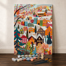 Afbeelding in Gallery-weergave laden, Cadeauset Schilderen op Nummers - Kleurrijk Winterdorp