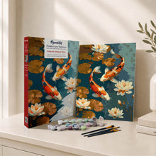 Afbeelding in Gallery-weergave laden, Cadeauset Schilderen op Nummers - Vintage Koi Karper en Bloemen