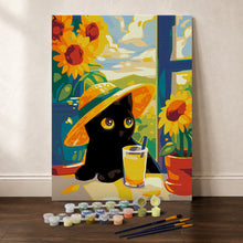 Afbeelding in Gallery-weergave laden, Cadeauset Schilderen op Nummers - Zwarte Zomerkat