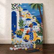 Afbeelding in Gallery-weergave laden, Cadeauset Schilderen op Nummers - Santorini-ontsnapping