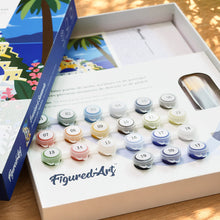 Afbeelding in Gallery-weergave laden, Cadeauset Schilderen op Nummers - Santorini-ontsnapping