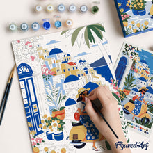 Afbeelding in Gallery-weergave laden, Cadeauset Schilderen op Nummers - Santorini-ontsnapping