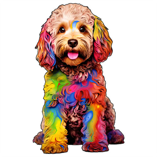 Houten Puzzel - Kleurrijke Goldendoodle