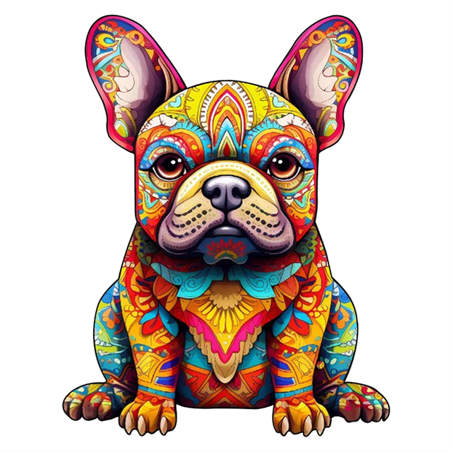 Houten Puzzel - Feestelijke Frenchie