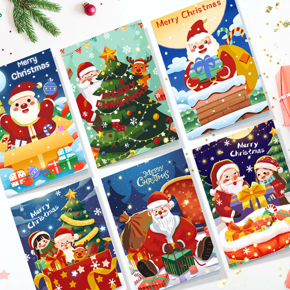 Schilderen op Nummer Set van 6 Kerstkaarten DIY - Serie 2