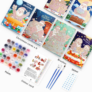 Schilderen op Nummer Set van 6 Kerstkaarten DIY - Serie 2