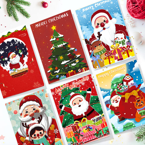 Schilderen op Nummer Set van 6 DIY Kerstkaarten - Serie 3