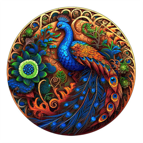 Houten Puzzel - Pauwenbloem