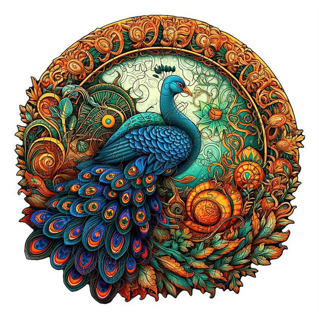 Houten Puzzel - Pauwenbladeren