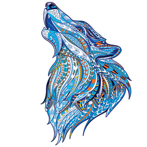 Houten Puzzel - Huilende Wolf