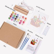 Afbeelding in Gallery-weergave laden, Schilderen op Nummer - Houten Ondersteuning met LED Licht 15x20cm - Kerstman 01