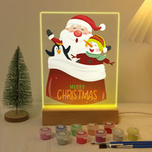 Afbeelding in Gallery-weergave laden, Schilderen op Nummer - Houten Ondersteuning met LED Licht 15x20cm - Kerstman 02