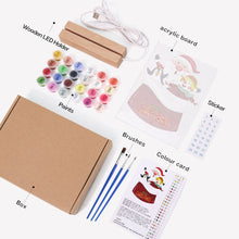 Afbeelding in Gallery-weergave laden, Schilderen op Nummer - Houten Ondersteuning met LED Licht 15x20cm - Kerstman 02