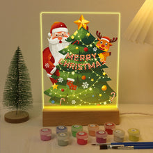 Afbeelding in Gallery-weergave laden, Schilderen op Nummer - Houten Ondersteuning met LED Licht 15x20cm - Kerstman 03