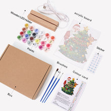 Afbeelding in Gallery-weergave laden, Schilderen op Nummer - Houten Ondersteuning met LED Licht 15x20cm - Kerstman 03